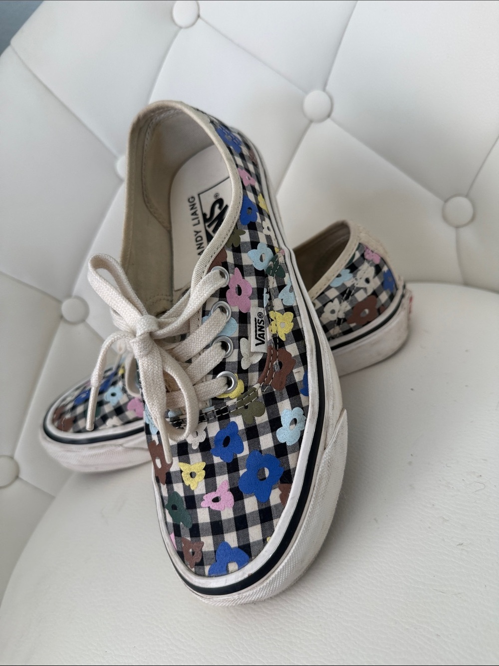 VANS X SANDY LIANG W7.5 Floral Check Plaid Sneakers - Multicolor - Picture 13 of 16